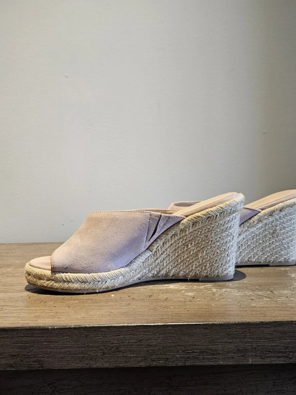 Stuart Weitzman Wonda Espadrille Wedge Slides -Blush Suede - Picture 5 of 7